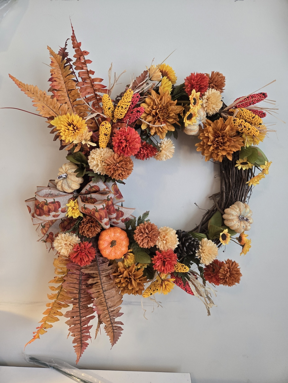 Autumn Harvest Floral Wreath - Orange, Yellow, Rust